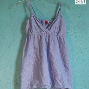 Divided H&M Tank Top Shirt Blue White Stripe Baby Doll Size 8